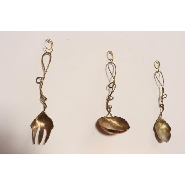 Set of Three Brutalist Brass Decorative Serving Pieces - Ladle, Spoon, and Fork For Sale - Image 18 of 18