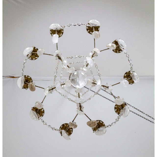 19th Century Rock Crystal Decked Silver Gilt 10-Light Chandelier For Sale - Image 4 of 4