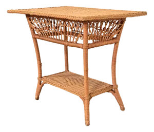 Ralph Lauren Safari Collection Organic Modern Woven Wicker Rattan Nightstand or Side Table