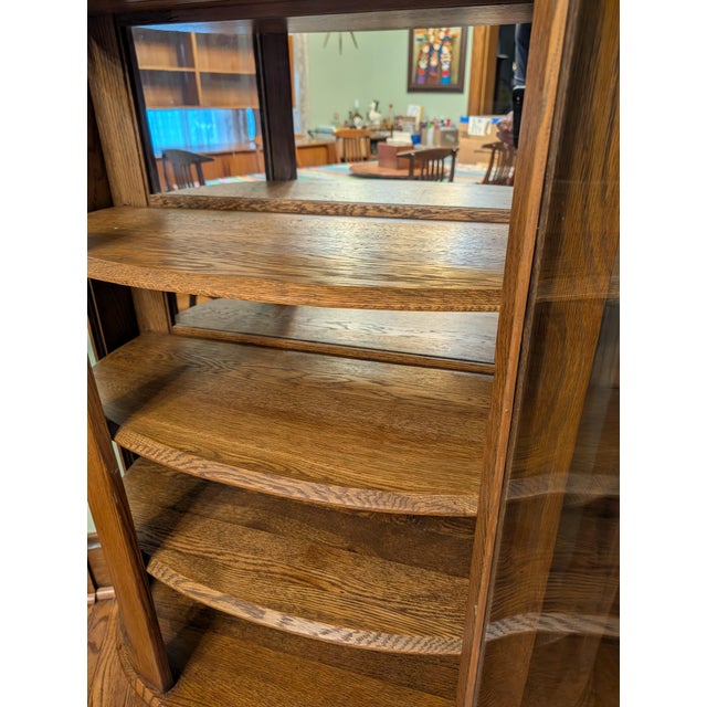 Antique Curved Glass Curio Cabinet For Sale - Image 4 of 11