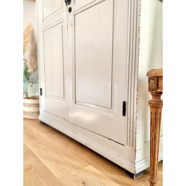 Gray Antique French Provincial Armoire, 1870 For Sale - Image 8 of 13