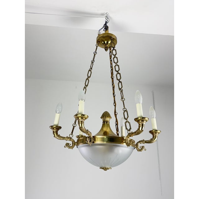 Italian 8-Light Chandelier in Brass and Glass, 1960s For Sale - Image 12 of 12