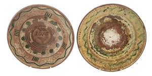18th Century Swedish Folk Art Plates from Skane County, Set of 2