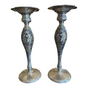 Art Nouveau Sterling Candle Holders Pair