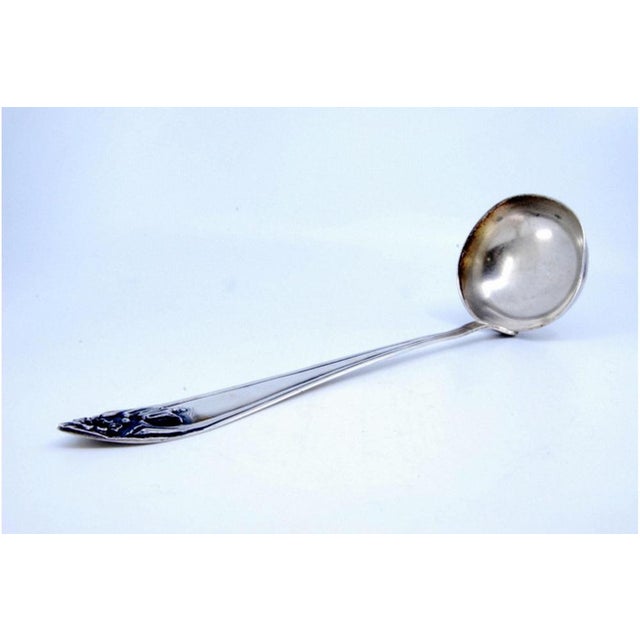 Silver Silver Soup Ladle with Raised Handle Strip and Monogram Card For Sale - Image 8 of 10