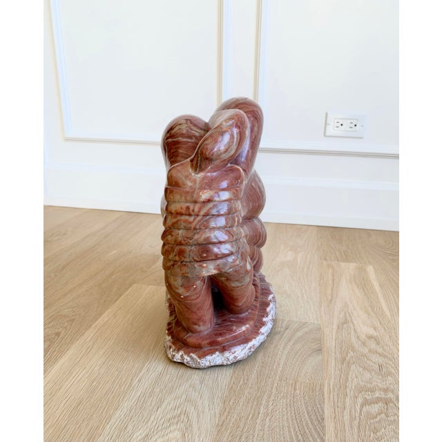 1990s Kay Hofmann Signed Hand-Carved Spanish Alabaster “Butterfly Woman” Abstract Sculpture For Sale - Image 4 of 11