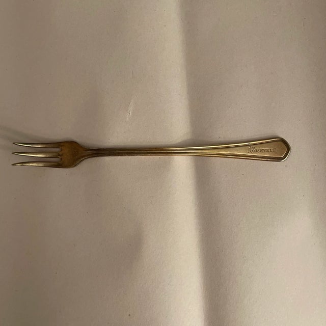 Antique Silverplate Cocktail Fork From the Roosevelt Hotel For Sale - Image 4 of 4