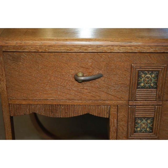 Art Deco Limed Oak Dressing Table and Stool from Heals London, 1920s, Set of 2 For Sale - Image 9 of 18