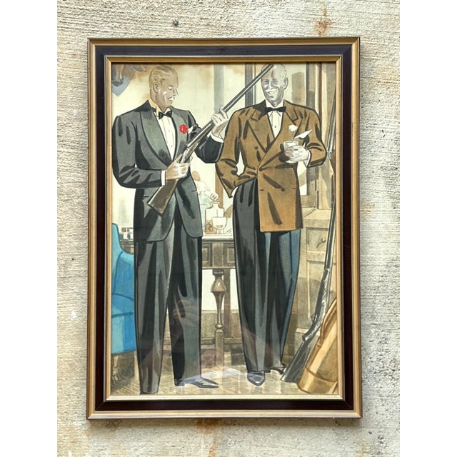 Vintage Framed Gentlemen's Club Illustration For Sale - Image 14 of 18