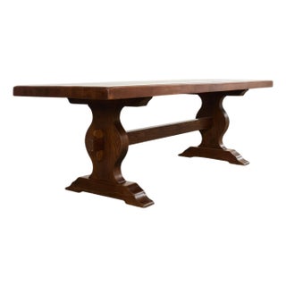 Country French Oak Farmhouse Trestle Dining Table For Sale
