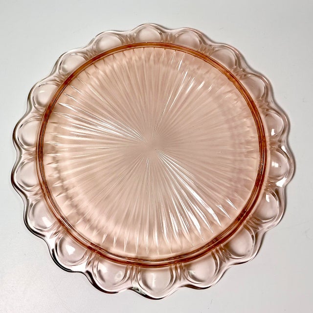 Pink Early 20th C Art Deco Hollywood Regency Boho Chic Pink Glass Starburst Platter. For Sale - Image 8 of 9
