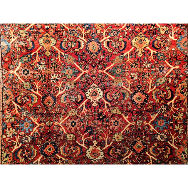 Antique Persian Mahal Sultanabad Rug, Hand-Knotted Wool, Geometric Pattern, 9x13, Red & Navy For Sale - Image 17 of 18