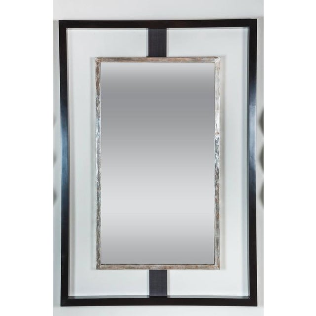 Paul Marra Negative Space Mirror with Distressed Silver Inner Frame