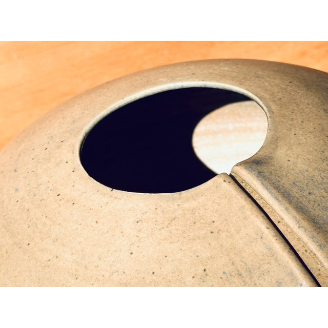 Ceramic Sculptural Handmade Ceramic Vase with Central Glazed Window, Germany, 1980s For Sale - Image 7 of 13