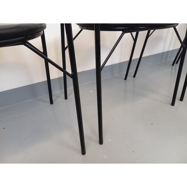 Vintage Italian Armchairs in Black Metal and Black Imitation Leather, 1980s, Set of 4 For Sale - Image 18 of 18