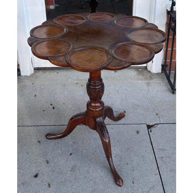 18th Century Antique 18c George III Style Carved Mahogany Tilt Top Supper Table For Sale - Image 5 of 7