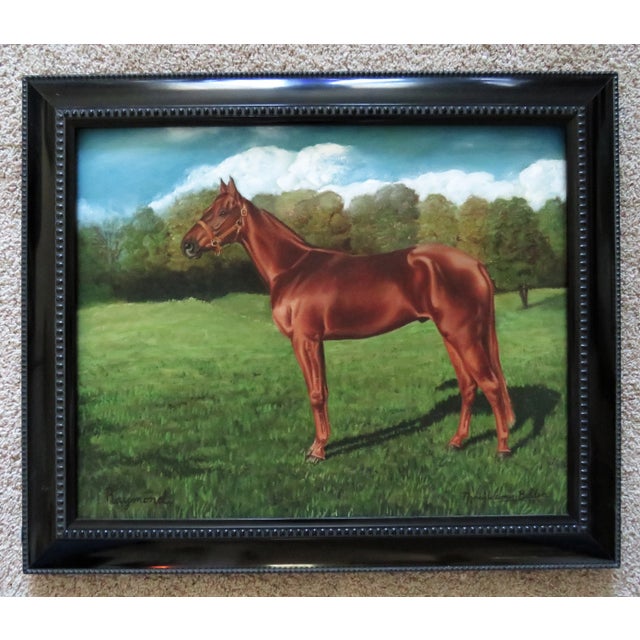 Late 20th Century Race Horse Oil Portrait Painting "Raymond" by Nancy Weimer Belden For Sale - Image 5 of 5
