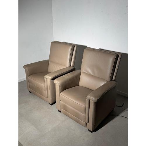 Brown Electric Relax Chairs in Taupe Leather, Set of 2 For Sale - Image 8 of 8