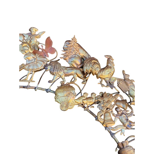 Metal Late 20th Century Large Petites Choses All-Seasons Brass Wreath Dresden Easter Christmas Halloween Etc. For Sale - Image 7 of 17