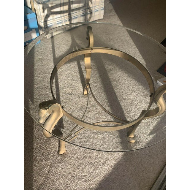 1980s Hollywood Regency Brass Seahorse Side Table For Sale - Image 11 of 13