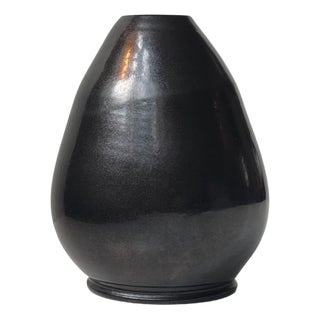 Art Deco Black Ceramic Vase in Lustre Glaze from Sedelin Faaborg, 1930s For Sale