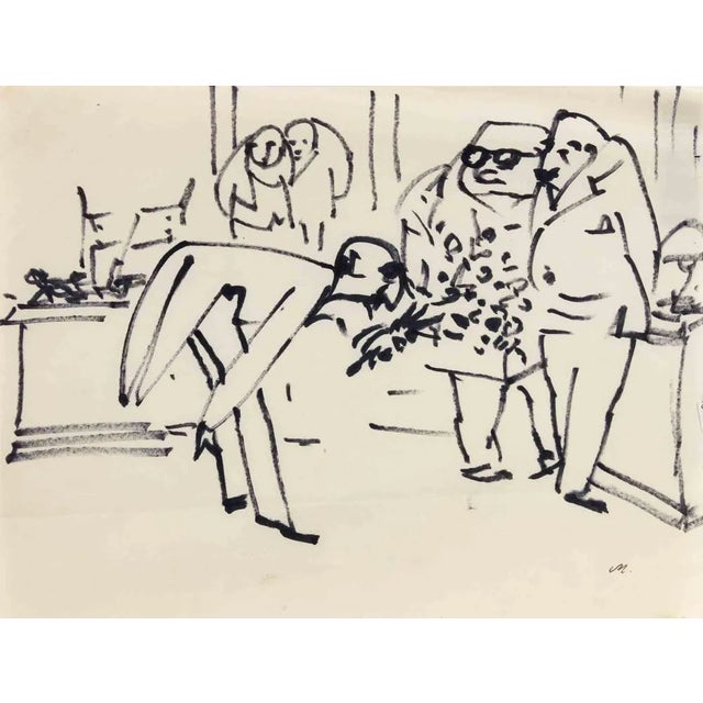 Mino Maccari, Yes Sir!, Artwork on Paper, 1960s For Sale