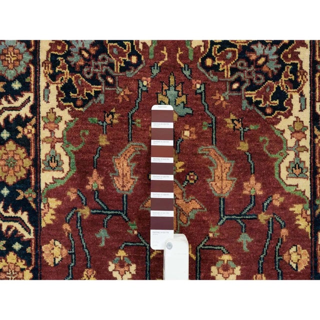 2010s 2010s Rust Red, Hand Knotted Antiqued Sarouk Re-Creation, Natural Dyes Densely Woven, 100% Wool, Runner Oriental Rug For Sale - Image 5 of 9