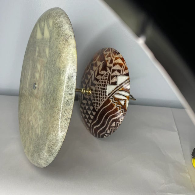 Two tiered serving piece in good condition. Brown mid-century modern design.