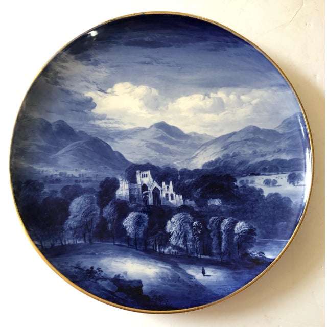 Ceramic Copeland Blue and White Scottish Platter of Melrose Abbey For Sale - Image 7 of 7
