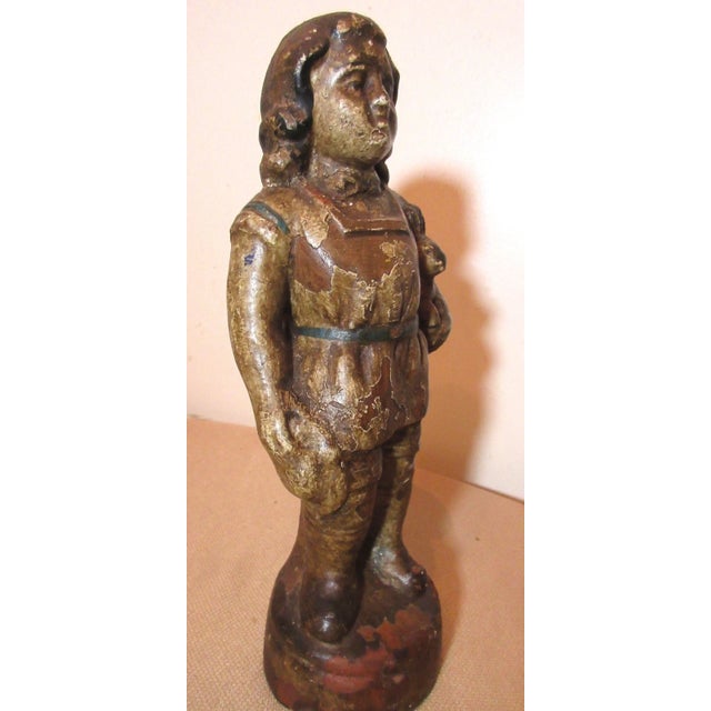 Figurative Rare Antique 1800s Handmade Polychromed Terrcotta Sculpture Girl Statue Doll Toy For Sale - Image 3 of 10