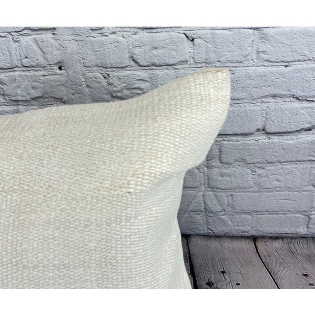 Turkish 20 x 20 Hemp Pillow Turkish Cushion Natural Grayish White Pillow Cushion Cover For Sale - Image 3 of 4