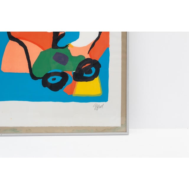 A striking and vibrant serigraph titled Mother and Child by the celebrated Dutch CoBrA artist Karel Appel (1921–2006),...