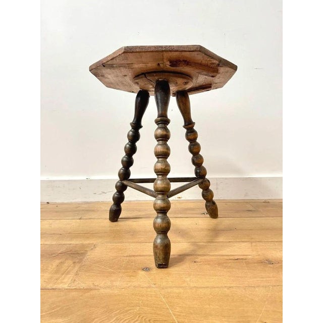 Brown Victorian Wooden Bobbin Tripod Leg Side Table For Sale - Image 8 of 12