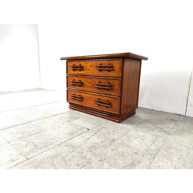 Boho Chic Vintage Bamboo Chest of Drawers from Maugrion, 1970s For Sale - Image 3 of 12