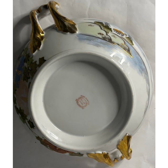 1940s 1950s j.b. Betson’s Hand-Painted Japanese Porcelain Covered Serving Dish For Sale - Image 5 of 6
