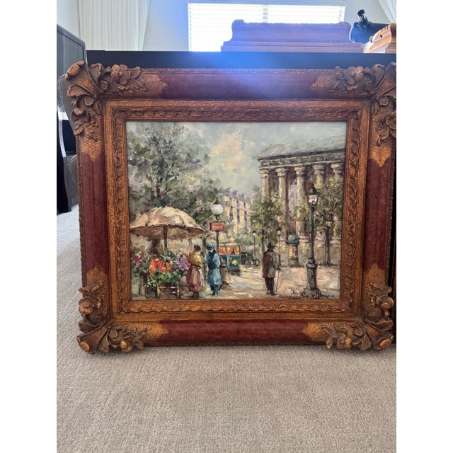 Mid 20th Century Pair of Ornately Framed M. Torrens Parisian Street Scene Oil Paintings For Sale In Dallas - Image 6 of 12