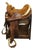 Vintage Circle Y Brand Brown Leather & Suede 14 Inch Barrel Horse Western Saddle For Sale