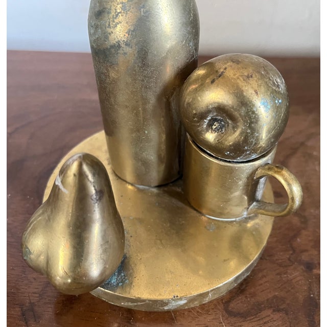 Paul Suttman (American 1933 - 1993) Mid-Century Modern Bronze Fruit Still Life Sculpture of a Pear and Apple Circa 1972 For Sale - Image 12 of 14