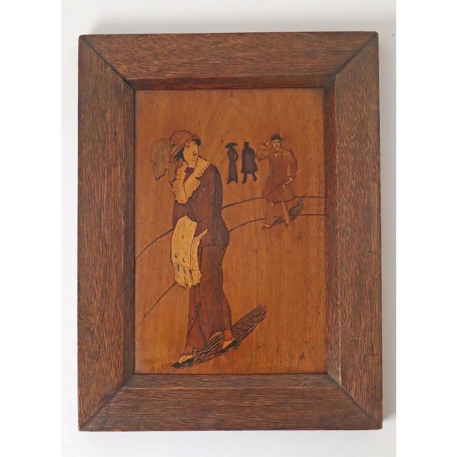 Art Deco Wood Inlay Picture of Fashionable Lady and Gentleman, Germany, 1920 For Sale - Image 10 of 10