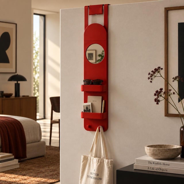 Red Wall Organizer with Mirror by Makio Hasuike for Gedy, Italy, 1970s For Sale - Image 4 of 18