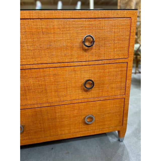 Hollywood Regency Orange Grasscloth Chest by Century Curate Home For Sale - Image 3 of 10