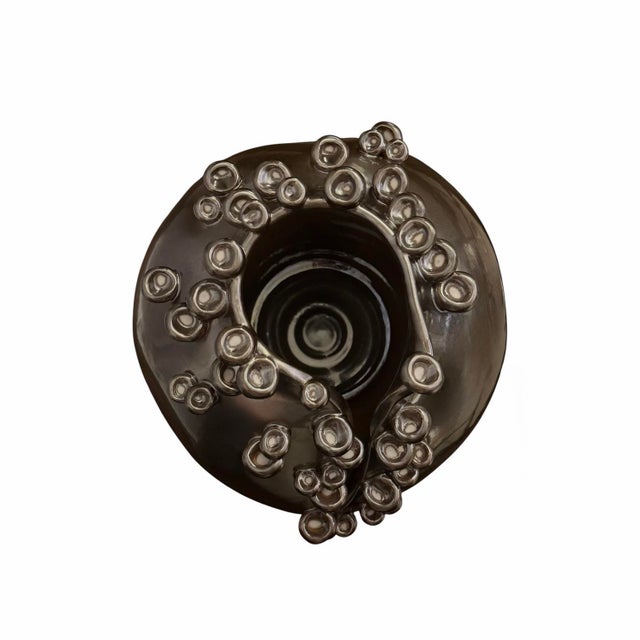 Ceramic Cascading Reef Reactive Bronze Short Ceramic Vase From Studio a Home by Global Views – Made in Italy For Sale - Image 7 of 10