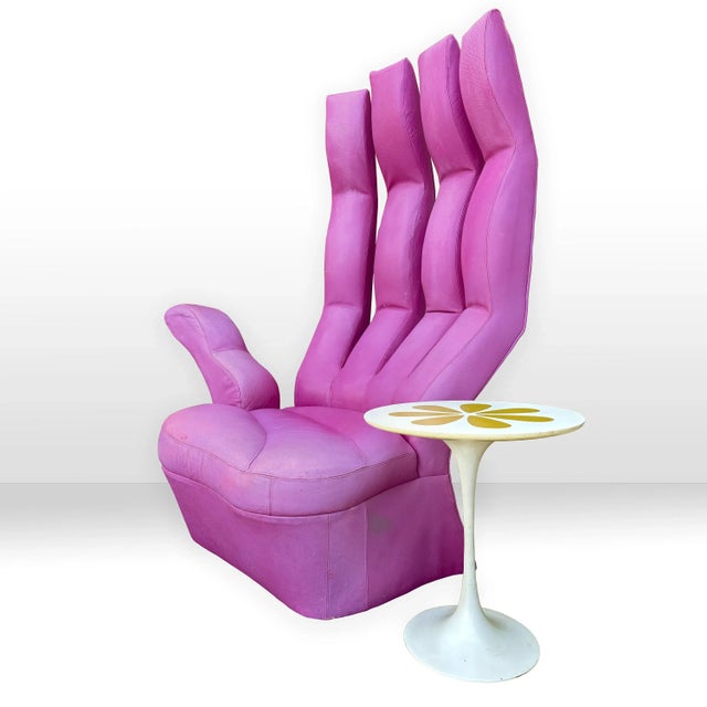 Monumental purple leather pop surrealist hand chair. Rare piece that was purchased from a Palm Beach estate whom had...