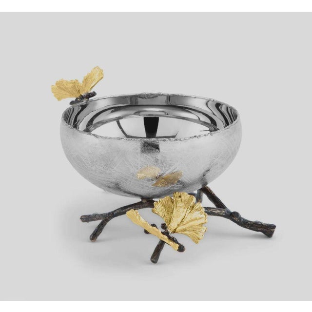 Metal Michael Aram Butterfly Ginkgo Silver Bowl For Sale - Image 7 of 12