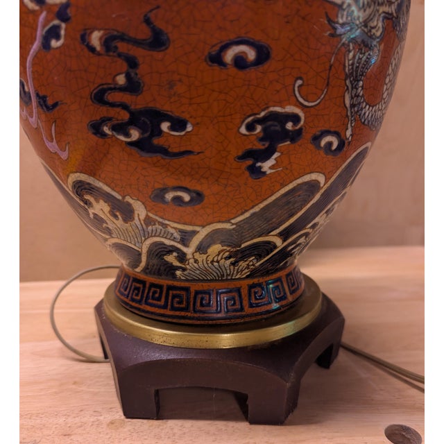 Late 20th Century Chinese Ceramic Dragon Lamp For Sale - Image 9 of 11