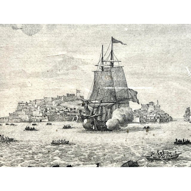 Nautical Ships Evacuation Italy Napoleon War 1796 Print, Framed For Sale - Image 4 of 13