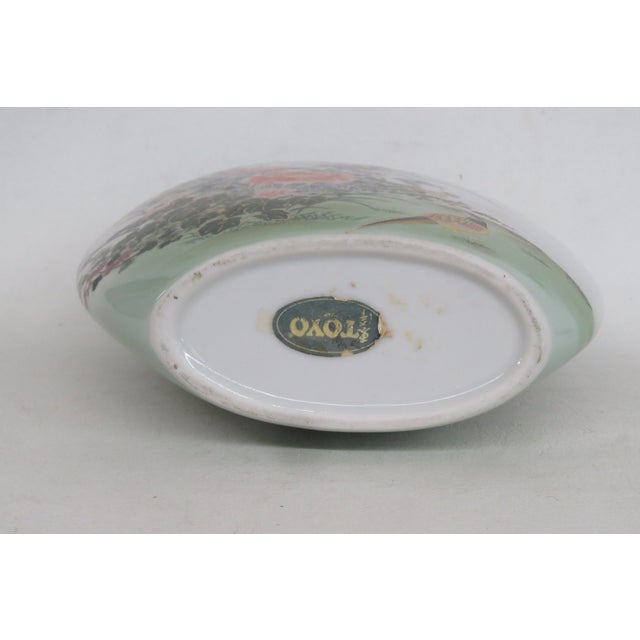 Toyo Botan Japanese Porcelain Oval Vase Hand Painted Floral Garden Design 5019b For Sale - Image 10 of 17