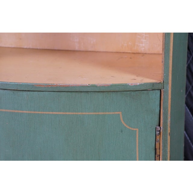 Vintage Petite Green Bowfront Country Farmhouse Bookcase Display Cabinet Chic For Sale - Image 10 of 18