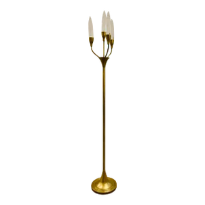 Currey & Co, Modern Satin Brass Finished Bubble Glass Floor Lamp Prototype