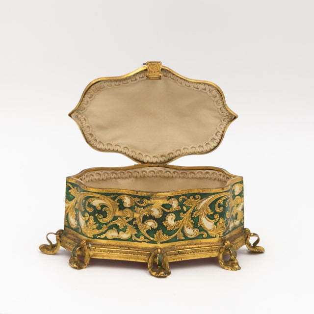 Metal Gilt Metal and Green Enamel Jewelry Box — Maison Boissier, Paris French, Circa 1900–1930 For Sale - Image 7 of 8